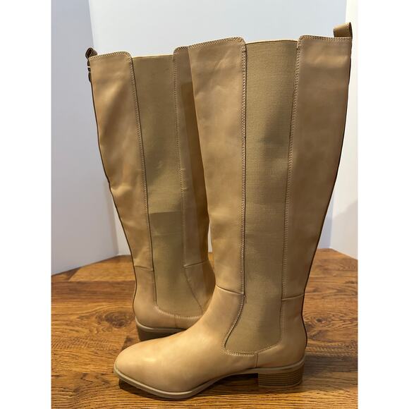 Splendid Women's Andi Faux Leather Riding Boots Beige Size 8.5M NWOB - Picture 9 of 15